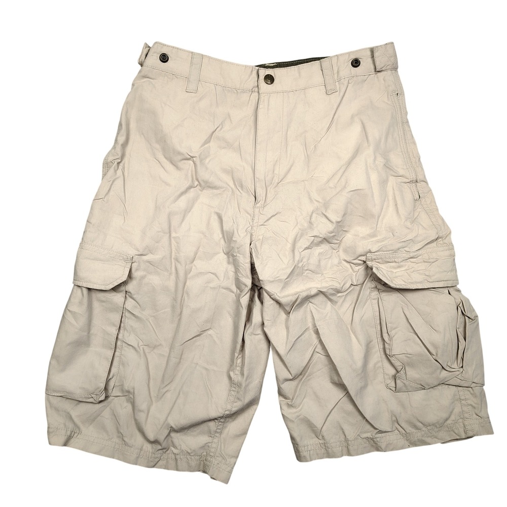 No Boundaries Cargo Shorts Mens 28-30 Flax Tan‎ Multi-Pocket Cotton Nylon Blend